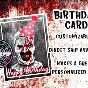 Biglietto d'auguri per film horror spettrale slasher Clown terrificanti, bambole inquietanti, cartoline divertenti spaventose per lui, carte da collezione Fan dell'orrore
