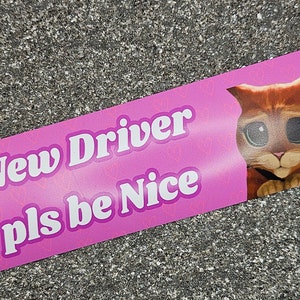 New Driver pls be Nice Cat | Hydroflask Magnet | Bumper magnet | Water Resistant Vinyl Magnet