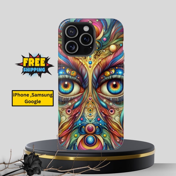 Trippy Eyes Phone Case Psychedelic Case, Evil Eyes Protective Case , Magsafe iPhone 15 Pro Max Case 14 Plus ,13 Mini , Creepy Phone Case