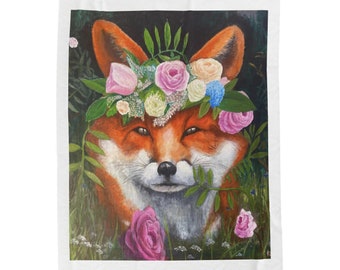 Couverture en peluche en velours de renard floral