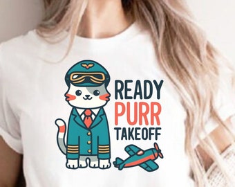 Funny Pilot Shirt, Cat Owner Gift, Gift for Pilot, Cat Lover Shirt, Airplane Pilot Gifts, Pilot Husband Gift, Pilot Boyfriend, Funny Travel