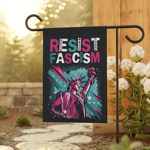 Resist Fascism Flag, Social Justice Women&#39;s Rights Resistance Garden Flags Feminist Protest Banner Statue of Liberty Subtle F Trump Banners