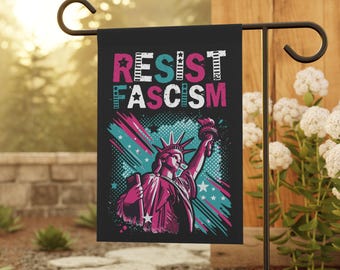 Bandera de jardín de la Resistencia al Fascismo: Justicia social, Derechos de las mujeres, Estatua de la Libertad