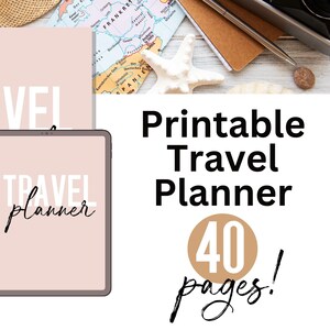 40 Page Travel Planner Printable, Trip Planner, Vacation Organizer, Packing List, Itinerary, Travel Journal, Trip Diary, Travel Template