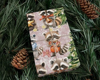 Raccoon Christmas Wrapping Paper - Funny Animal Lover Gift Wrap Rolls