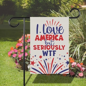 Democracy Garden Flag, Political Yard Sign, Anti-Trump Protest Banner, Social Justice, Liberal Activism Gift, Equality Flag, Resist Fascism