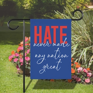 Democracy Garden Flag, Political Yard Sign, Anti-Trump Protest Banner, Social Justice, Liberal Activism Gift, Equality Flag, Resist Fascism