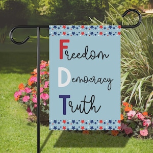 Democracy Garden Flag, Political Yard Sign, Anti-Trump Protest Banner, Social Justice, Liberal Activism Gift, Equality Flag, Resist Fascism