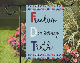 Democracy Garden Flag, Political Yard Sign, Anti-Trump Protest Banner, Social Justice, Liberal Activism Gift, Equality Flag, Resist Fascism