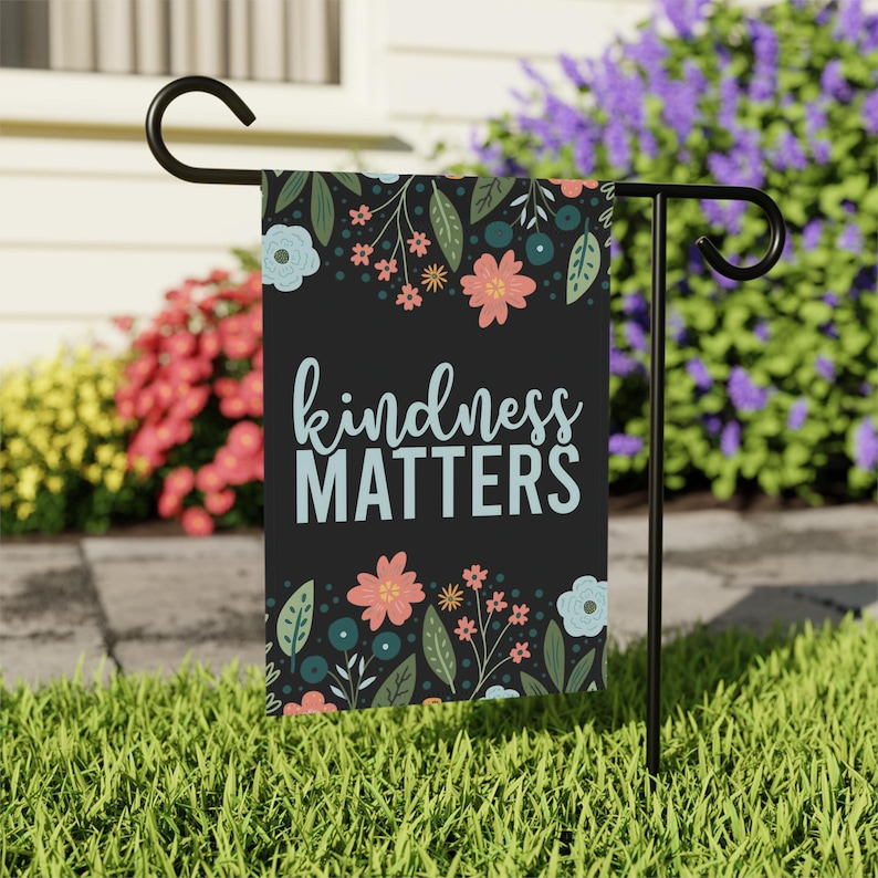 Kindness Matters Garden Flag, Inclusion Equality Inspirational Flags Spring Summer Patio Porch Banner Positive Welcome Be Kind Yard Sign image 2