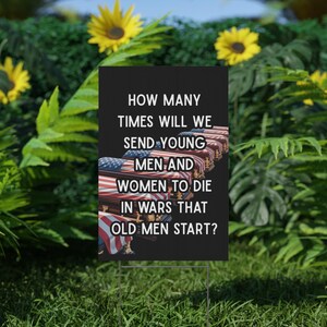 Protest Sign No War Anti Trump Yard Signs - No Kings Political Democracy 50501 Garden Art - Human Rights Rally - Abolish ICE Iran Peace image 2