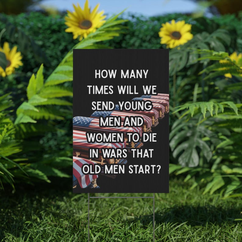 Protest Sign No War Anti Trump Yard Signs - No Kings Political Democracy 50501 Garden Art - Human Rights Rally - Abolish ICE Iran Peace image 2