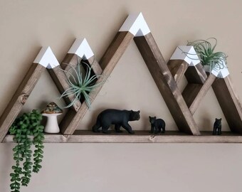 Mountain 5-Peak Shelves Wooden, Rustic Design, Wall Decor, Wood Shelves