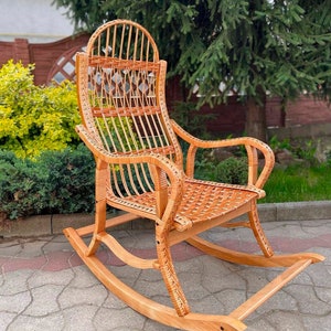 Rocking chair, Outdoor patio chairs, Wicker chair, Housewarming gift first home, Lounge chair, gift for dad,  Bentwood rocking chair