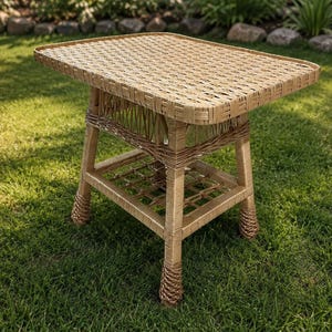 Handgefertigter rustikaler Couchtisch, Beistelltisch für die Terrasse, Couchtisch aus Holz, Gartenmöbel, rechteckiger Couchtisch, Couchtisch aus Weidentruhe