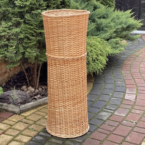 wicker baguette basket bread storage bin, rustic fruit basket handmade rattan vegetables organizer eco-friendly