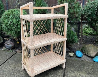 handmade wicker plant stand shelf, natural wicker book shelf, rattan shelving unit boho furniture,wicker shoe rack, shoe shelf,boho bookcase
