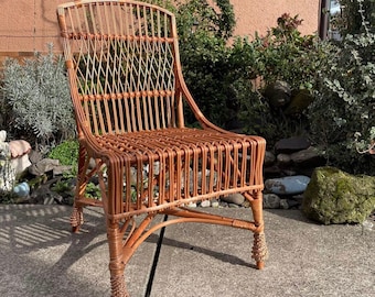 Rustic outdoor chair, Wicker chair, wicker furniture, rattan chair, outdoor patio chairs, boho furniture, rattan furniture, patio furniture