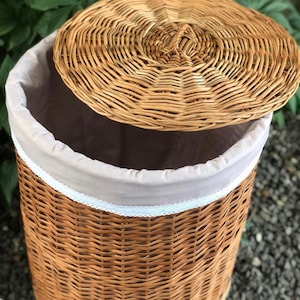 round wicker laundry basket holder, wicker organizer, wicker woven laundry basket, large storage basket, boho style, laundry hamper