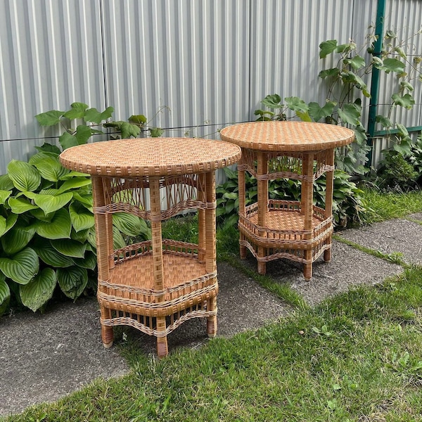 Wicker coffee table, patio furniture, boho furniture, wicker furniture, rattan table, wicker trunk coffee table, round coffee table,handmade