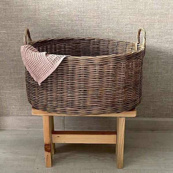 Grand panier en osier panier à linge en rotin panier tressé en osier naturel organisateur panier de rangement bohème porte-linge rangement des jouets respectueux de l'environnement
