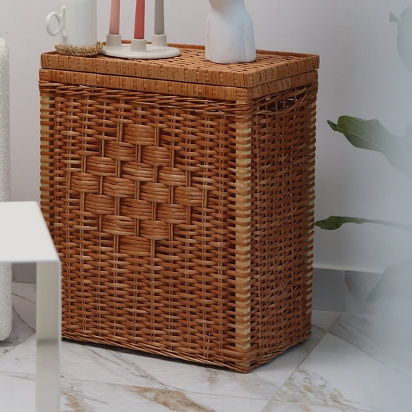 wicker laundry hamper, laundry basket organizer, laundry basket holder, large storage basket, boho furniture, laundry hamper, wicker basket