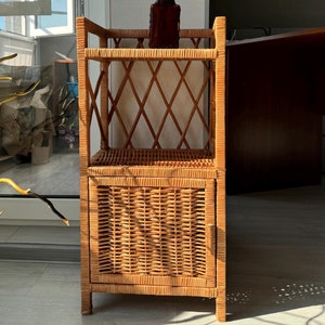 Wicker bedside table Handmade rattan nightstand ecofriendly side table Mid Century Home Decor Rustic Storage shelf bathroom small cabinet