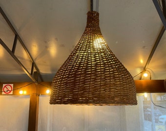 Korb Anhänger Lampenschirm Rattan gewebt Pendelleuchte Hängelampe Boho Vintage Rattan individuelle Lampenschirme Decke Küche Pendelleuchte