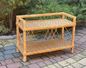 wicker shoe storage shelf, wooden rattan shoe rack, ecof-friendly boho furniture, wicker shoe rack bench, handmade vintage style shoe shelf