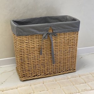 cesto per biancheria in vimini foderato cesto per biancheria intrecciato cesto portaoggetti intrecciato a mano portabiancheria boho organizzatore in vimini abbigliamento da bagno