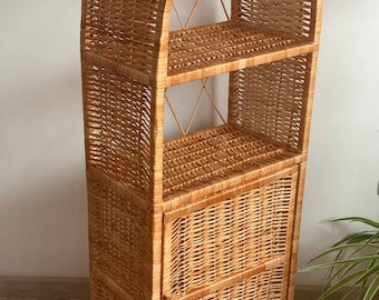 natural rattan cabinet bookcase plant shelf ecofriendly shoe cabinet handmade curio shelf rustic console table boho bookshelf with doors
