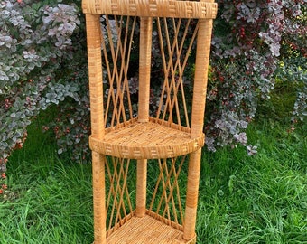 籐コーナープラントシェルフ、35/40インチラタンシェルフ（ボヘミアン