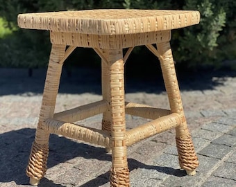 weide hocker boho hocker klein holz hocker holzhocker gewebt hocker boho möbel korbdeko, gartenstühle gartenmöbel