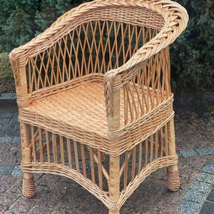 Natural Wicker Chair Rattan Chair Outdoor Patio Furniture Boho Furniture Rustic Vintage Style Patio Chairs Eco friendly Garden Chair Etsy