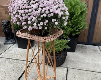 handgemaakte rustieke plantenstandaard, kamerplantplank, milieuvriendelijke bloemenstandaard, natuurlijke rieten plantenstandaard, boho interieur, kleine plantenplank