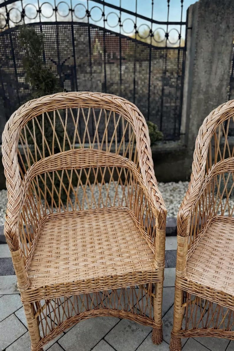 natural patio chair, rustic wicker chair, outdoor patio furniture, rattan accent chair, vintage style patio chairs, ecofriendly garden chair image 3
