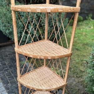 wicker shelving unit with 4 shelf corner shelf ecofriendly rattan shelf wicker bookcase wicker plant shelf book shelf bamboo bathroom shelf