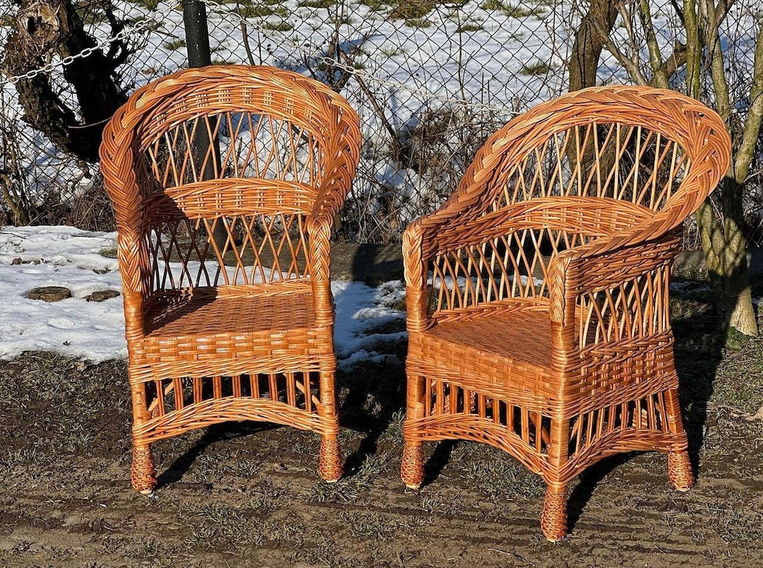 Natural Wicker Kid's Chair, Rattan Outdoor Willow Child Chair, Handmade ...