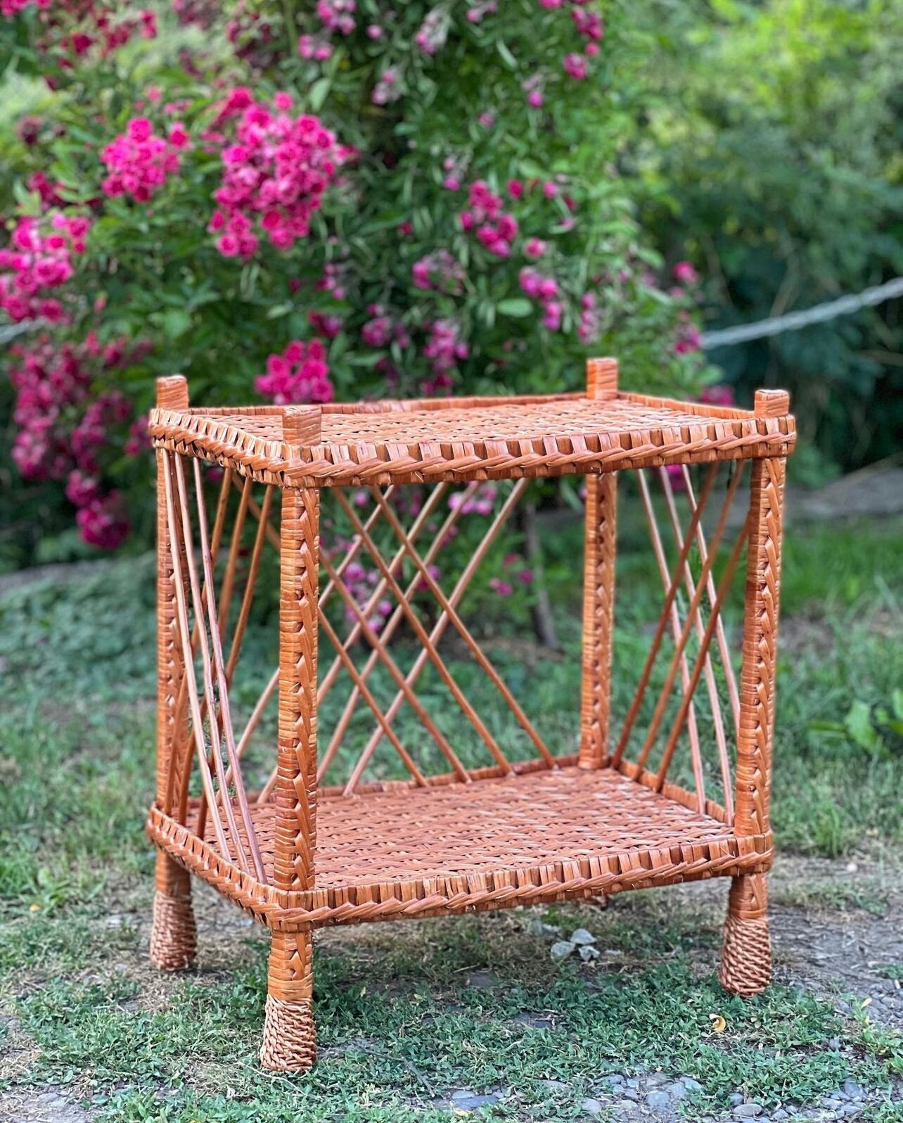 Small Wicker Shelf, Rattan Shelf, Rattan Shelves, Wicker Decor, Outdoor ...