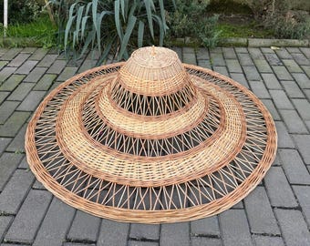 Eco-friendly wicker chandelier rattan lampshade handmade boho decor pendant lamp rustic CUSTOM woven lampshade large hanging wicker lamp