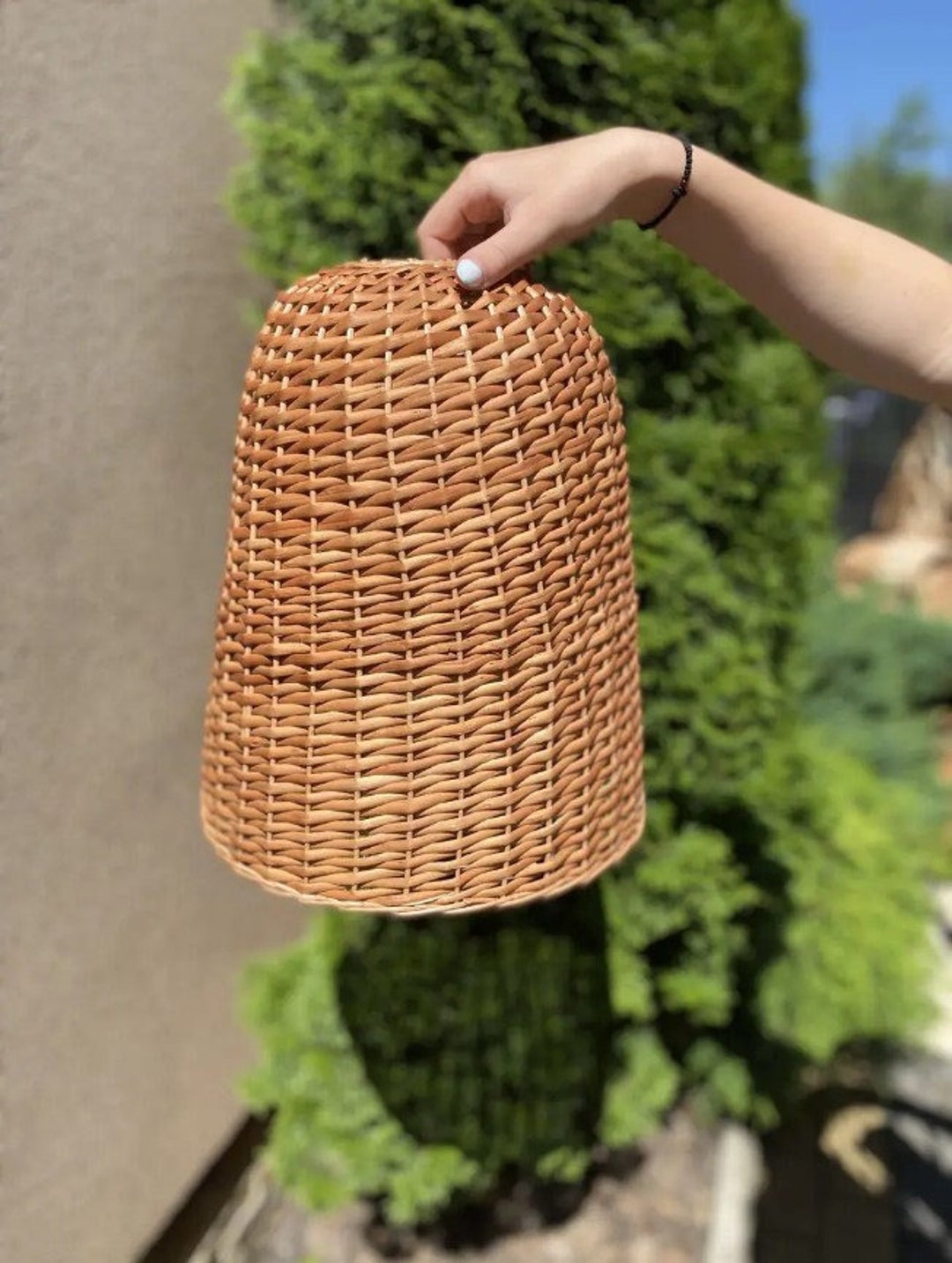 Natural Handmade Wicker Boho Lamp Shade Pendant Lamp Shade Rattan Light ...