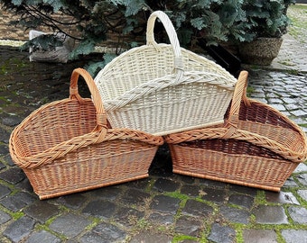 Picnic basket, firewood Holder, fireplace decor, log carrier, firewood holder indoor, fireplace, firewood storage, large wicker basket