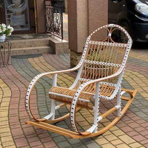 Rattan rocking chair, swing chair, lounge chair, outdoor patio chairs, fireplace chair, gift for dad, wicker chair, housewarming gift
