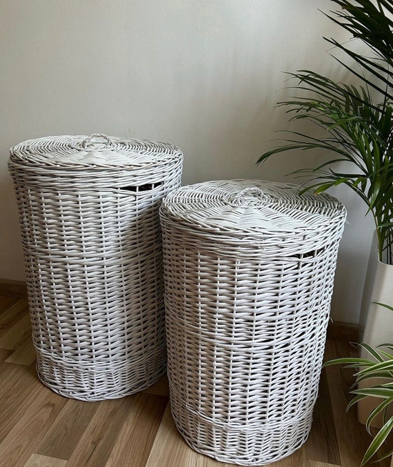Wäschekorb Organizer, Wäschekorb aus Weidegeflecht, Weidenkorb, großer Aufbewahrungskorb, Korbdekor, Wäschekorbhalter