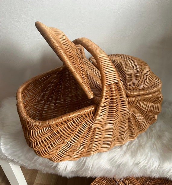 Wicker Picnic Basket With Handle Wedding Wine Basket Rustic Fruits