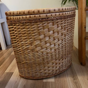 natural wicker corner laundry hamper basket wicker storage ecofriendly organizer holder book box toy storage zdjęcie 2