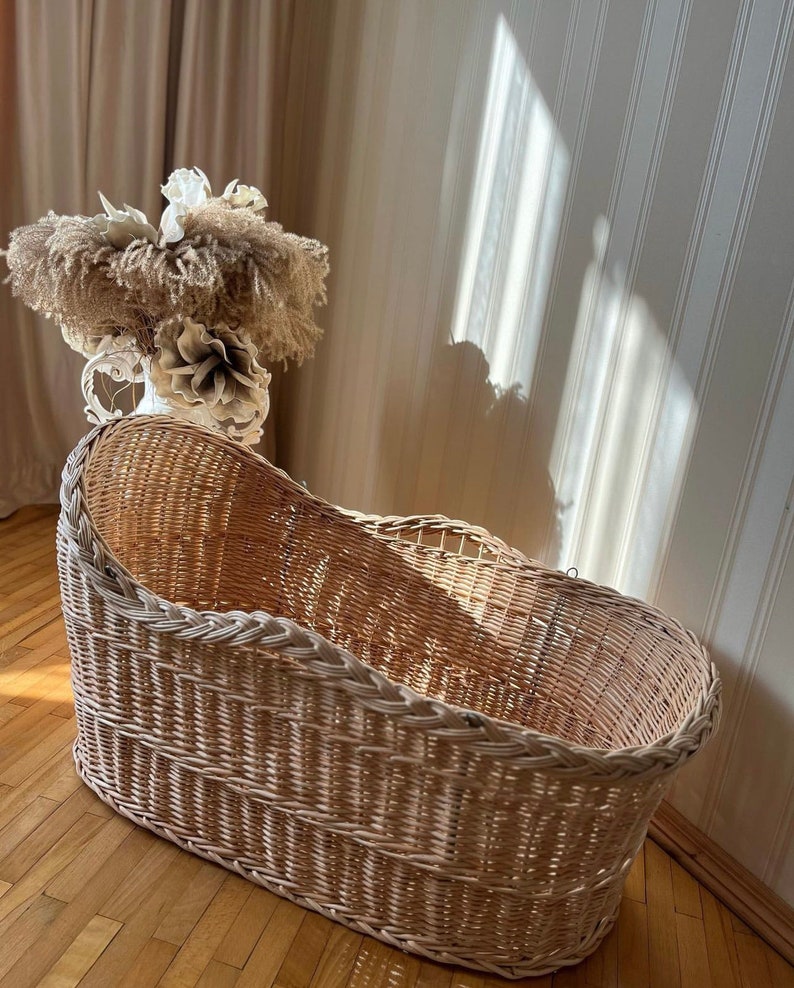 Baby Cradle Wicker Cradle Toddler Bed Willow Cradle Woven Etsy UK