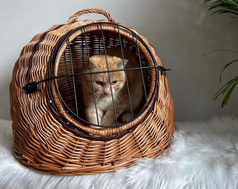 Wicker Pet Carrier Storage Basket, Cat and Dog House Indoor