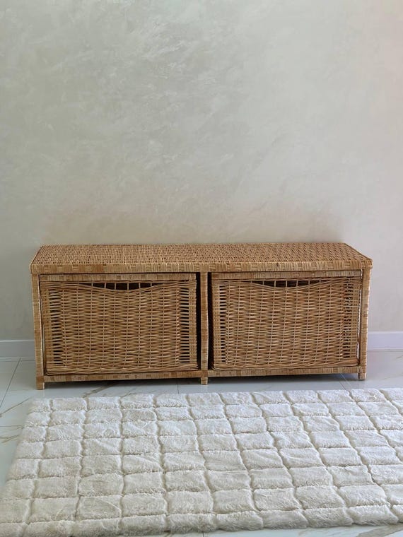 wicker shoe storage bench eco-friendly shoe rack, rattan shoe storage cabinet boho furniture, rustic shoe shelf with drawers vintage style