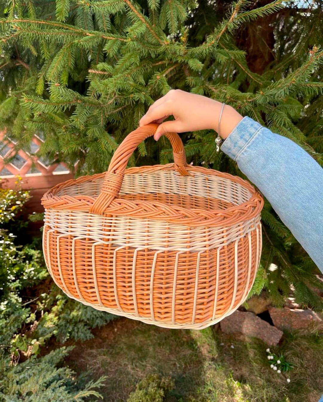 Wicker Basket Wicker Shopping Basket French Basket Easter Etsy
